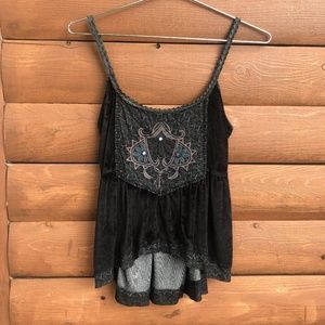 Free People Black Velvet Tank